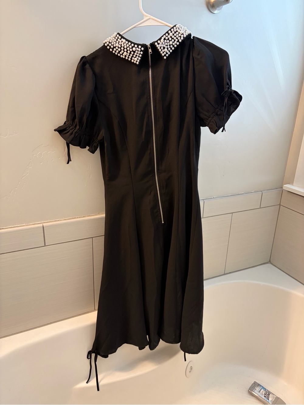 Ivy City Co Black Midi Dress with Pearl Collar - Picture 5 of 6